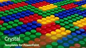  Presentation with colour blocking building blocks - Audience pleasing presentation theme consisting of plastic building blocks multicolor background backdrop and a forest green colored foreground