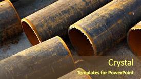  Presentation with pipes - PPT layouts featuring mechanic hazard - strong man in uniform tearing background and a tawny brown colored foreground