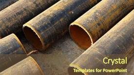  Presentation with pipes - Colorful PPT layouts enhanced with plastic building material - metal pipes backdrop and a tawny brown colored foreground