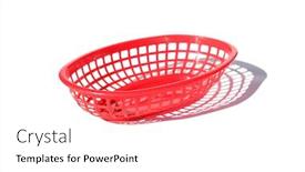  Presentation with food red - Amazing PPT theme having plastic-burger-basket-red-plastic backdrop and a white colored foreground
