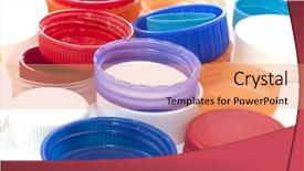  Presentation with plastic recycling - Colorful presentation enhanced with plastic caps for recycling backdrop and a coral colored foreground