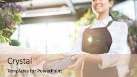  Presentation with electronic card - Colorful slide set enhanced with plastic card over electronic device backdrop and a lemonade colored foreground