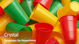  Presentation with colored - Presentation theme having plastic colored cup close-up background and a crimson colored foreground