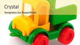  Presentation with truck - Colorful slide deck enhanced with toy truck isolated over white backdrop and a yellow colored foreground