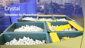  Presentation with plastic product - Audience pleasing slides consisting of plastic components into the boxes backdrop and a  colored foreground