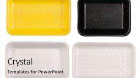  Presentation with plastic container - Presentation theme enhanced with plastic container - food trays isolated on white background and a lemonade colored foreground