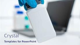  Presentation with chemicals - Slide deck having plastic-container-for-chemicals background and a sky blue colored foreground