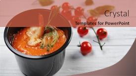  Presentation with plastic container - Audience pleasing slide deck consisting of containers restaurant healthy food delivery - plastic container with delicious shrimps backdrop and a red colored foreground