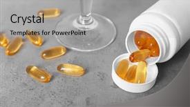  Presentation with oil plastic - Cool new PPT theme with plastic container with fish oil backdrop and a light gray colored foreground