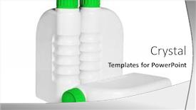  Presentation with plastic containers - PPT theme consisting of plastic-containers-for-engine-lubricants background and a white colored foreground