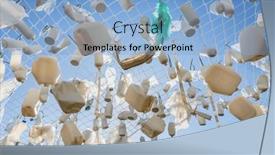  Presentation with water pollution garbage - PPT theme featuring plastic-containers-in-fishing-net and a light blue colored foreground