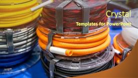  Presentation with electric cable - Presentation design enhanced with plastic-corrugated-pipe-is-cable background and a tawny brown colored foreground