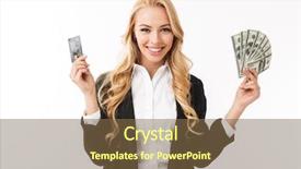  Presentation with credit card - Colorful slides enhanced with plastic credit card holding money backdrop and a  colored foreground