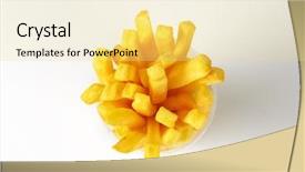  Presentation with french fries - Presentation design enhanced with plastic cup of french fries background and a yellow colored foreground