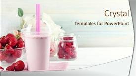  Presentation with milkshake - PPT layouts with shake drink - plastic cup of milkshake background and a cream colored foreground