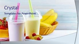  Presentation with milkshake - PPT layouts consisting of plastic cup of milkshake background and a sky blue colored foreground