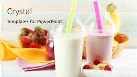  Presentation with milkshake - Cool new slide set with plastic cup of milkshake backdrop and a cream colored foreground