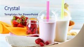 Presentation with milkshake - Cool new slide set with plastic cup of milkshake backdrop and a sky blue colored foreground