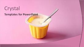  Presentation with yogurt - Colorful slides enhanced with plastic cup with yummy yogurt on color background backdrop and a lemonade colored foreground
