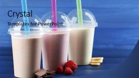  Presentation with milkshake - Amazing slide deck having frozen yogurt - plastic cups of milkshake backdrop and a teal colored foreground