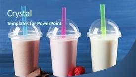  Presentation with milkshake - Audience pleasing presentation design consisting of plastic cups of milkshake backdrop and a ocean colored foreground