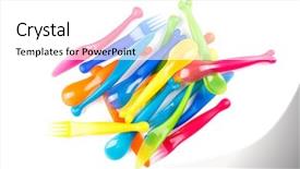  Presentation with cutlery - PPT layouts having plastic cutlery background and a white colored foreground