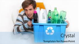  Presentation with recycle glass waste for recycling - Audience pleasing slide deck consisting of ransom - superhero protecting the city backdrop and a  colored foreground.