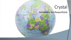  Presentation with earth - Colorful slide set enhanced with inflated plastic earth toy showing backdrop and a white colored foreground