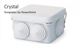  Presentation with electrical kilowatt hour electric meter - Presentation theme having plastic electrical junction box isolated background and a white colored foreground