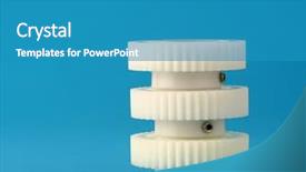  Presentation with three - Slides enhanced with plastic engineer - three white cogwheels stacked background and a  colored foreground