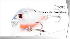  Presentation with silver - PPT theme featuring plastic-fishing-lure-silver-blue background and a white colored foreground