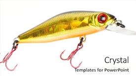  Presentation with plastic granules on extruder - Beautiful slide deck featuring plastic fishing lure wobbler isolated backdrop and a  colored foreground