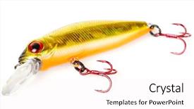  Presentation with fuel plastic - Beautiful PPT theme featuring plastic fishing lure wobbler isolated backdrop and a  colored foreground