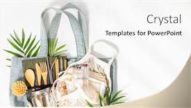  Presentation with eco friendly bags - Cool new PPT theme with plastic-free-set-with-cotton backdrop and a white colored foreground