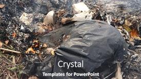  Presentation with household chemicals - Colorful presentation theme enhanced with plastic-household-garbage-burning backdrop and a dark gray colored foreground