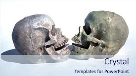  Presentation with ghost human skull - Audience pleasing slide deck consisting of plastic human skulls for halloween backdrop and a sky blue colored foreground