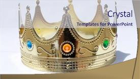  Presentation with king crown - Slide set featuring plastic king or queen crown background and a sky blue colored foreground