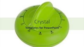  Presentation with timer - PPT theme consisting of plastic kitchen timer on white background background and a shamrock green colored foreground