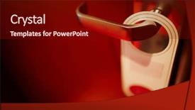  Presentation with doorknob - Amazing slide deck having plastic label hanging on doorknob backdrop and a wine colored foreground