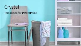  Presentation with laundry - Beautiful presentation design featuring plastic laundry basket with clothes backdrop and a arctic colored foreground