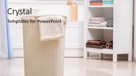  Presentation with laundry - Presentation enhanced with plastic laundry basket with towel background and a  colored foreground