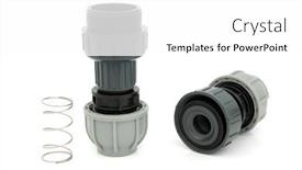  Presentation with plumbing - Colorful slides enhanced with plastic-mdpe-non-return-value backdrop and a white colored foreground