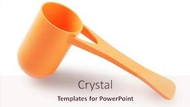  Presentation with milk powder - PPT theme having plastic milk powder scoop on white background background and a lemonade colored foreground