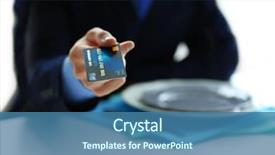  Presentation with credit card - Audience pleasing presentation design consisting of plastic money - businessman paying restaurant bill backdrop and a ocean colored foreground