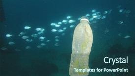  Presentation with plastic straws - Slide set featuring plastic ocean pollution plastic bags background and a ocean colored foreground