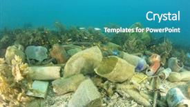  Presentation with plastic bags - PPT theme enhanced with plastic ocean pollution plastic bags background and a teal colored foreground