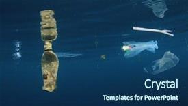  Presentation with plastic bags - Colorful presentation theme enhanced with plastic ocean pollution plastic bottle backdrop and a ocean colored foreground