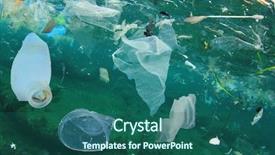  Presentation with ear pollution - Slide deck consisting of plastic ocean pollution underwater bags background and a ocean colored foreground