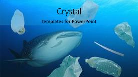  Presentation with polluted - Beautiful PPT theme featuring plastic ocean pollution whale shark backdrop and a cyan colored foreground