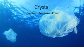  Presentation with plastic pollution - Amazing PPT theme having plastic ocean pollution backdrop and a light blue colored foreground
